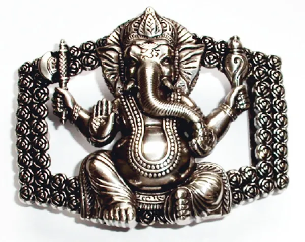 Design Belt Buckle Ganesha Hindu deity - Made in Italy - frontview